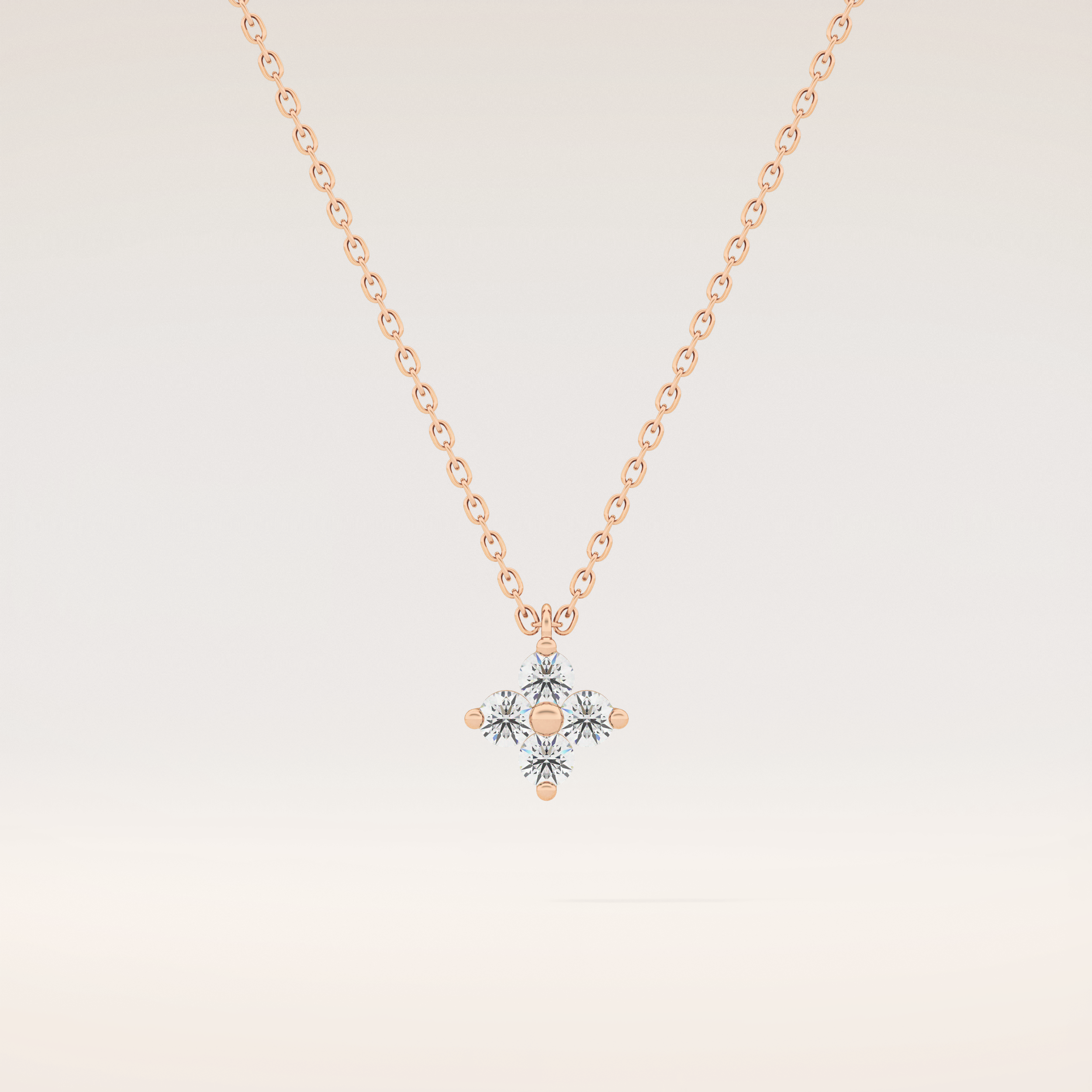 0.16 TCW Round Cut Moissanite Flower Design Necklace