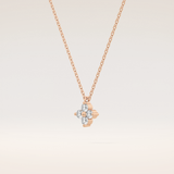 0.16 TCW Round Cut Moissanite Flower Design Necklace