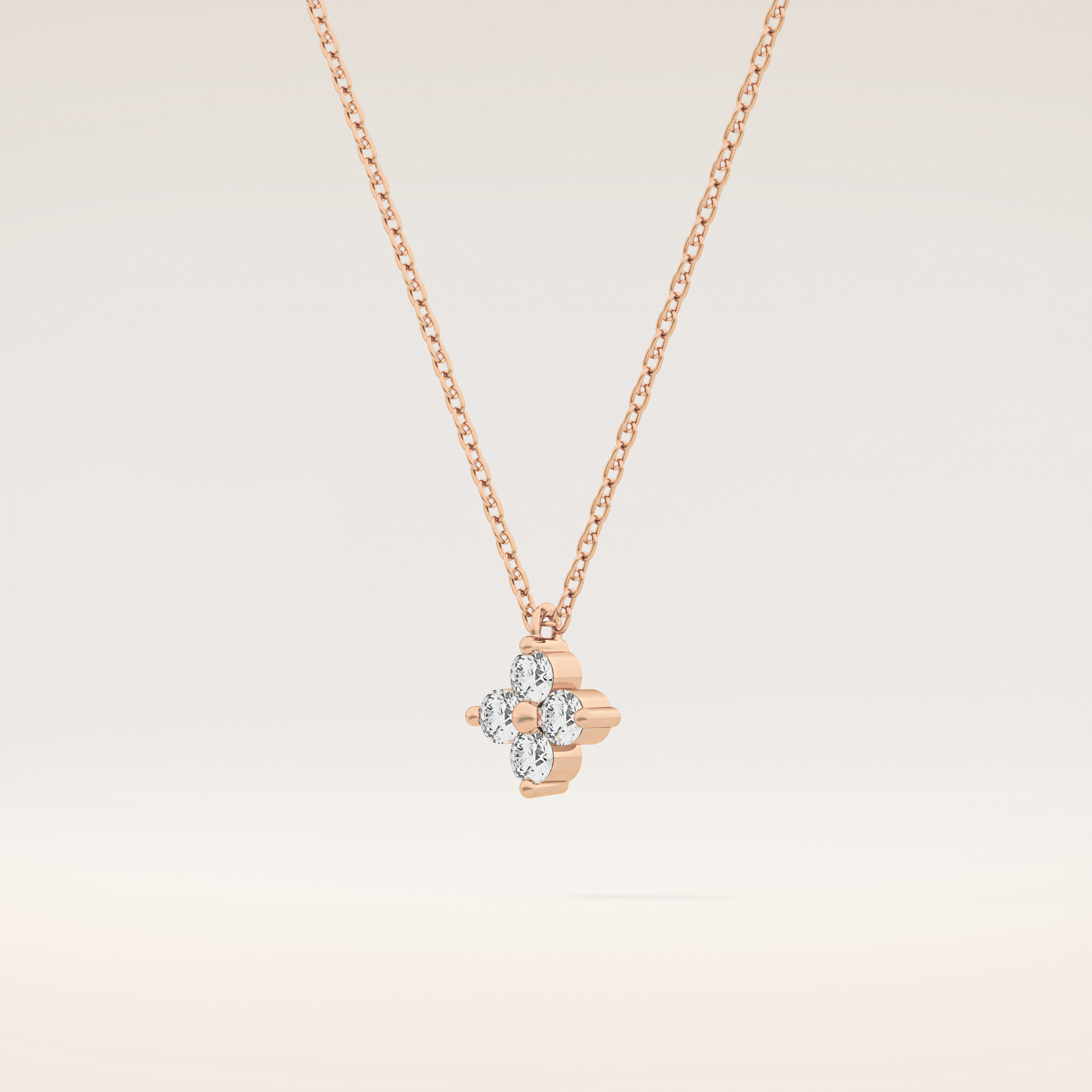 0.16 TCW Round Cut Moissanite Flower Design Necklace