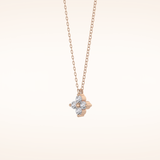 0.16 TCW Round Cut Moissanite Flower Design Necklace