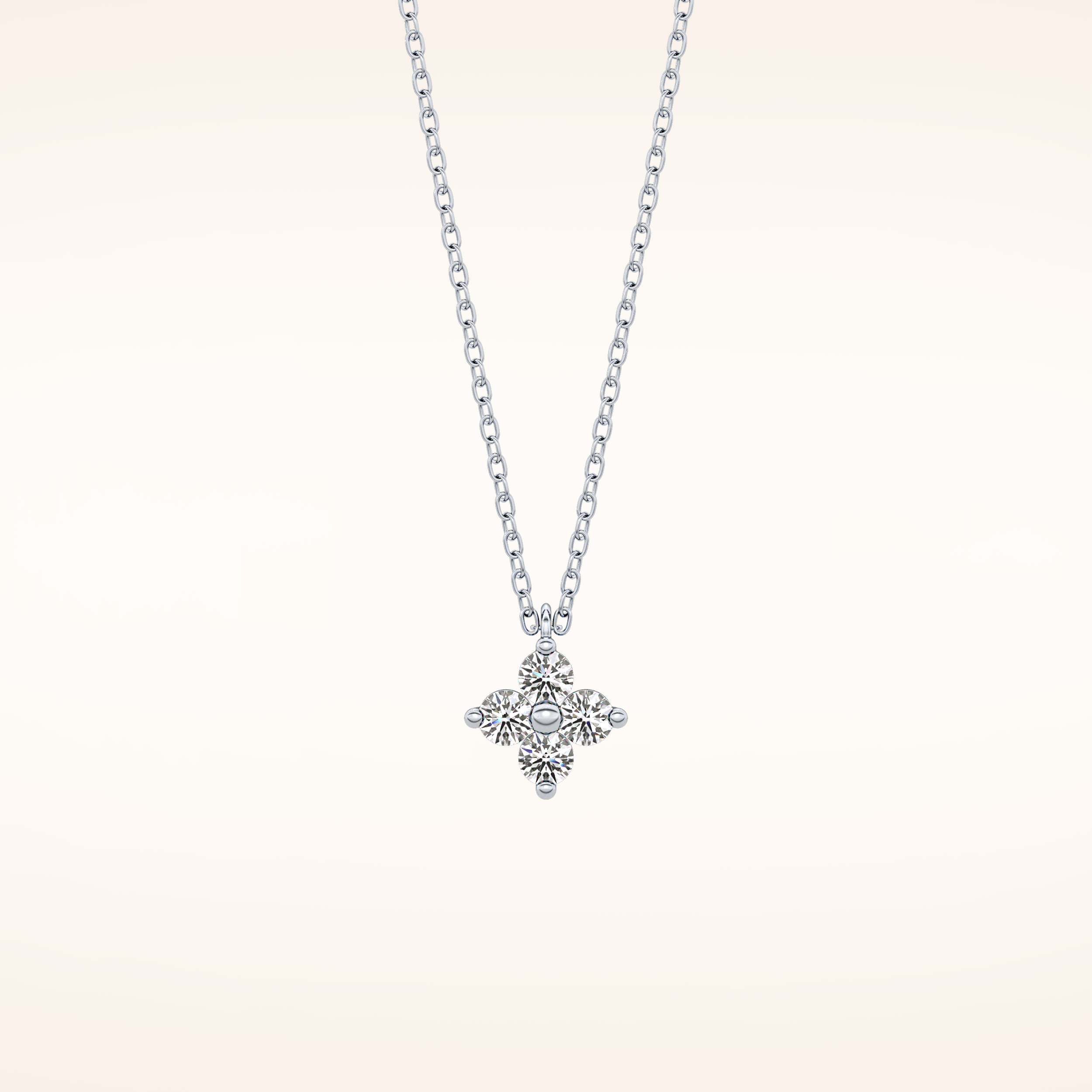 0.16 TCW Round Cut Moissanite Flower Design Necklace