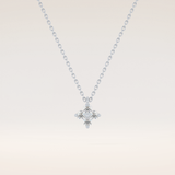 0.16 TCW Round Cut Moissanite Flower Design Necklace