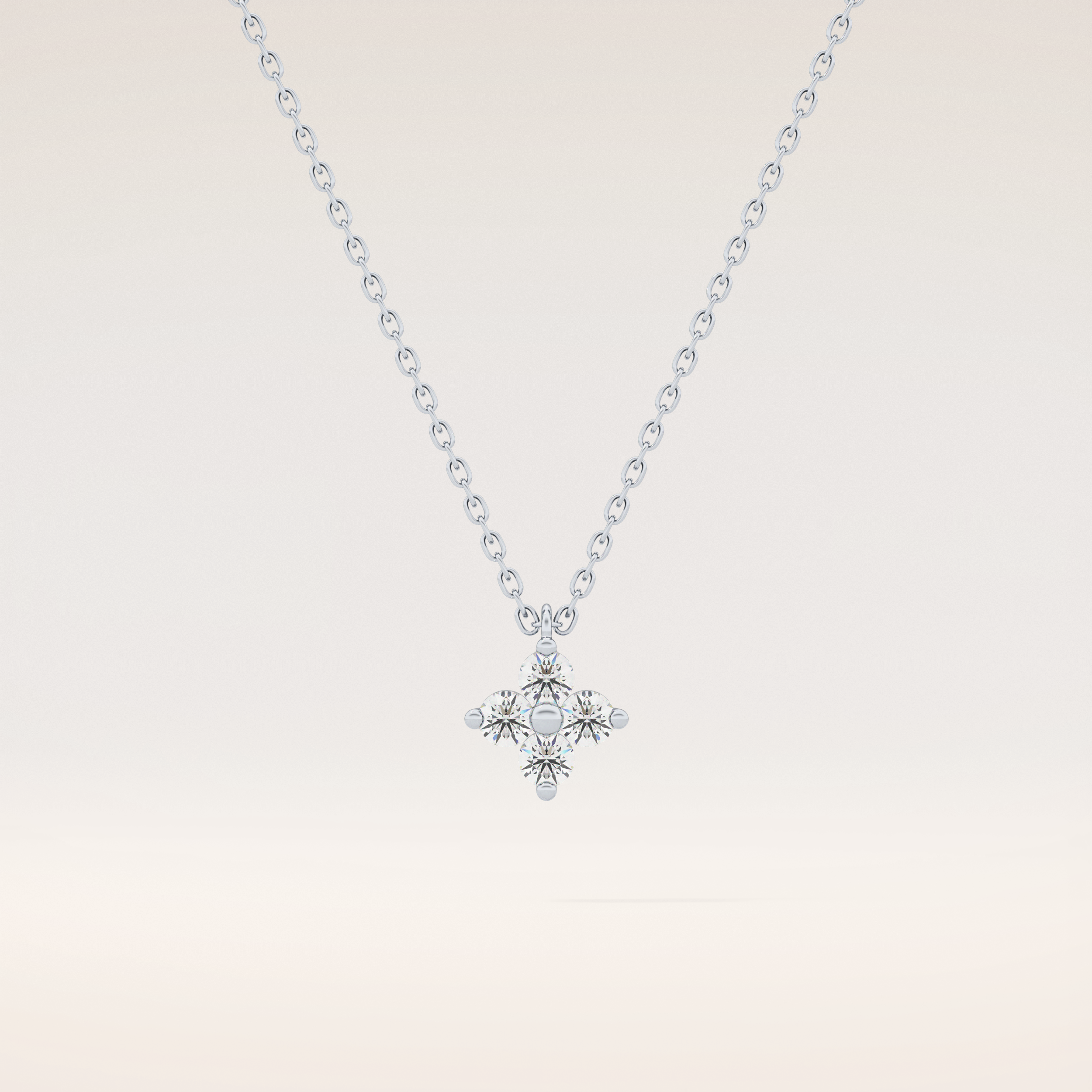 0.16 TCW Round Cut Moissanite Flower Design Necklace
