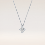 0.16 TCW Round Cut Moissanite Flower Design Necklace