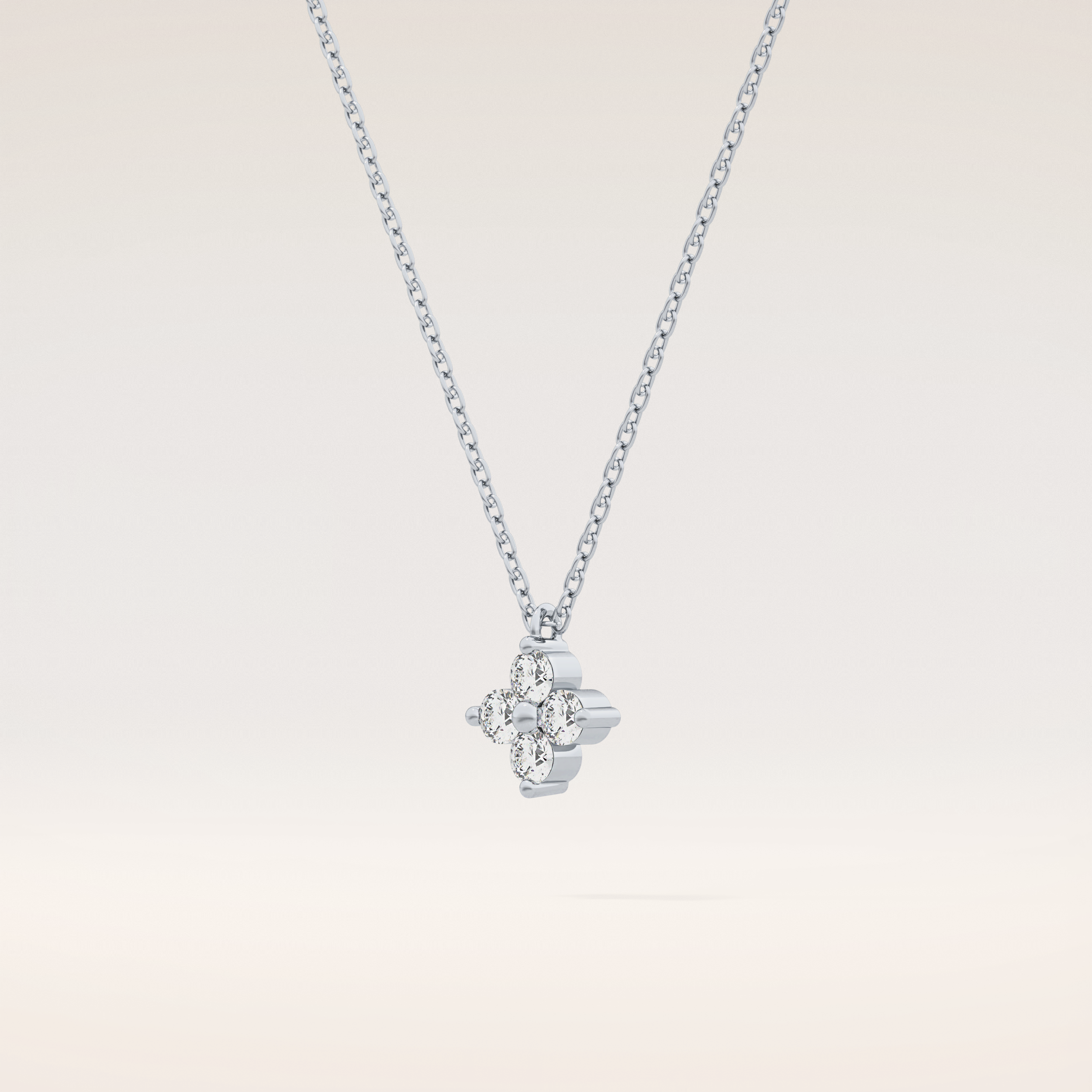 0.16 TCW Round Cut Moissanite Flower Design Necklace