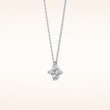 0.16 TCW Round Cut Moissanite Flower Design Necklace