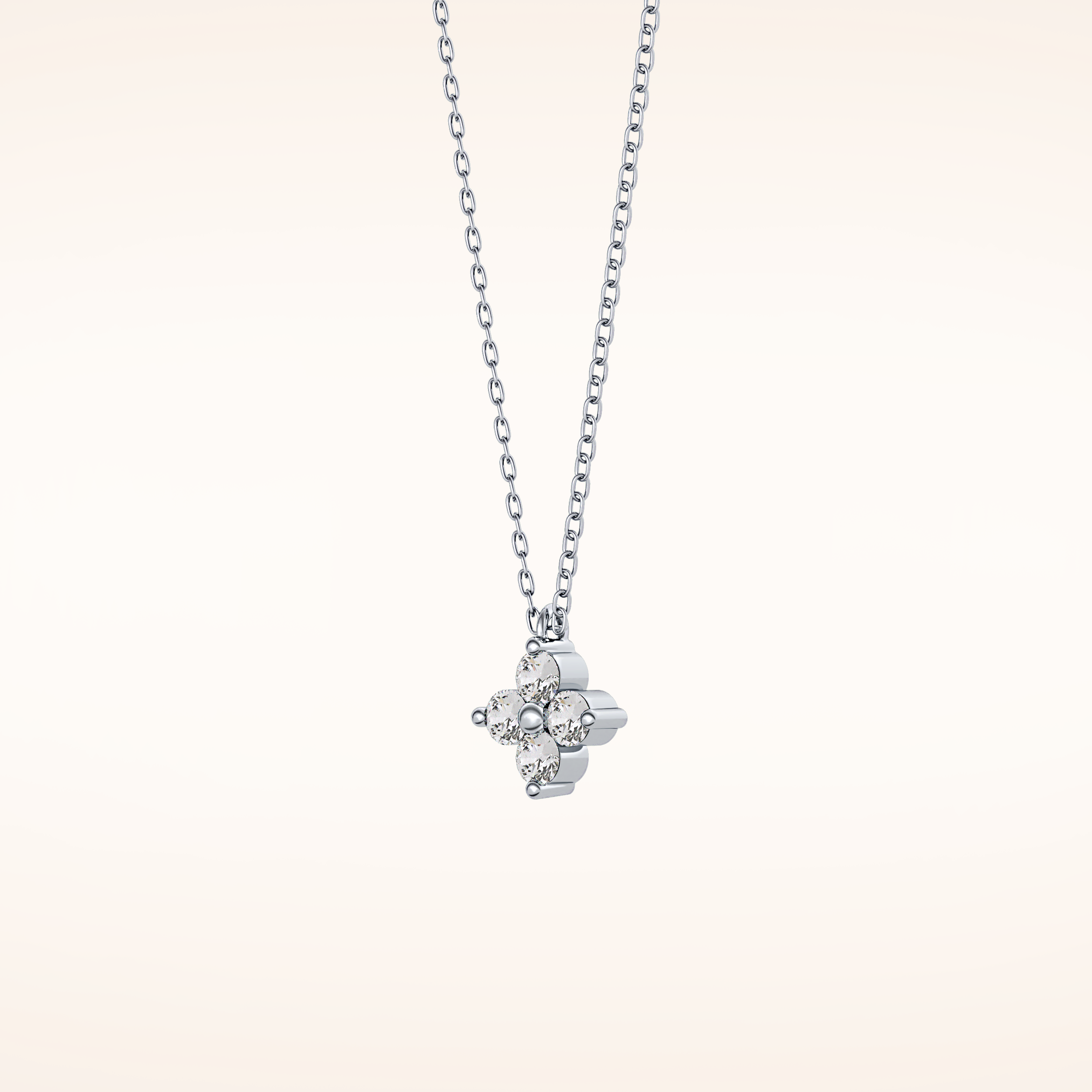 0.16 TCW Round Cut Moissanite Flower Design Necklace