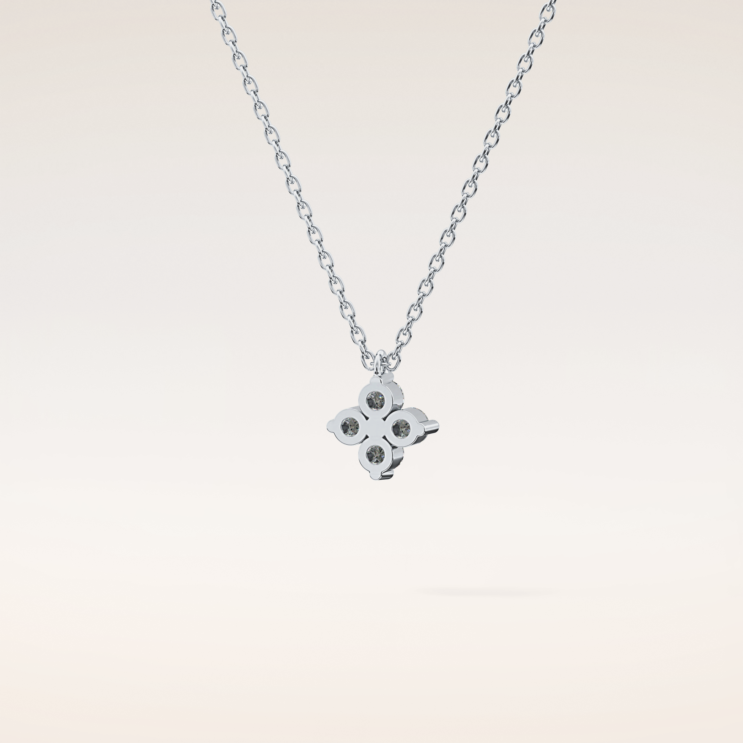 0.16 TCW Round Cut Moissanite Flower Design Necklace