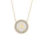 0.17 TCW Round Lab Grown Diamond A Initial Printed Halo Necklace