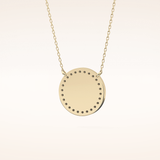 0.17 TCW Round Cut Moissanite A Initial Printed Halo Necklace