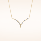 0.128 TCW Round Cut Moissanite Half Chevron Necklace