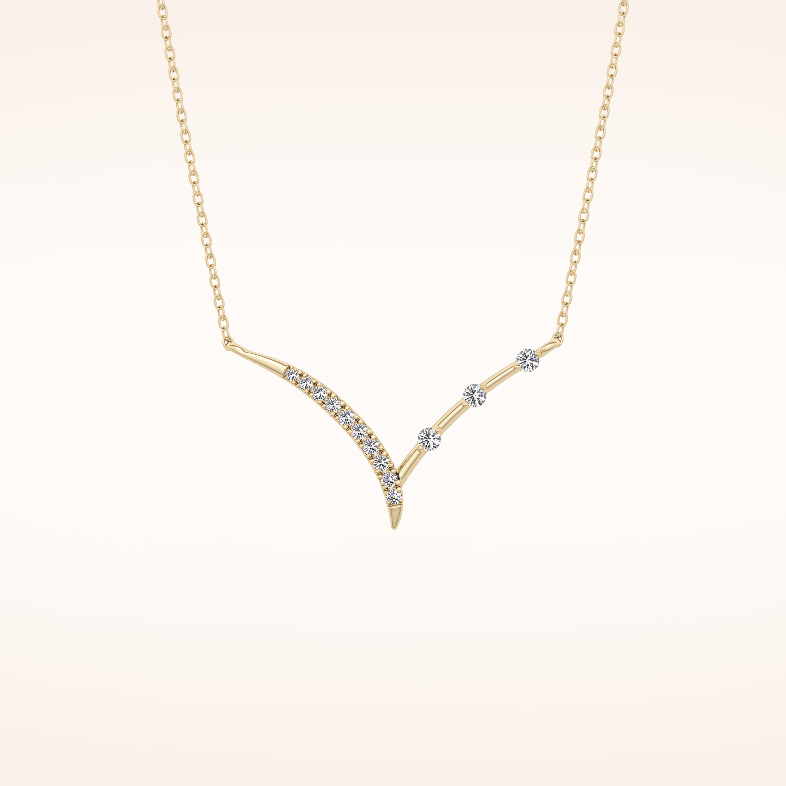 0.128 TCW Round Cut Moissanite Half Chevron Necklace