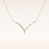 0.128 TCW Round Cut Moissanite Half Chevron Necklace