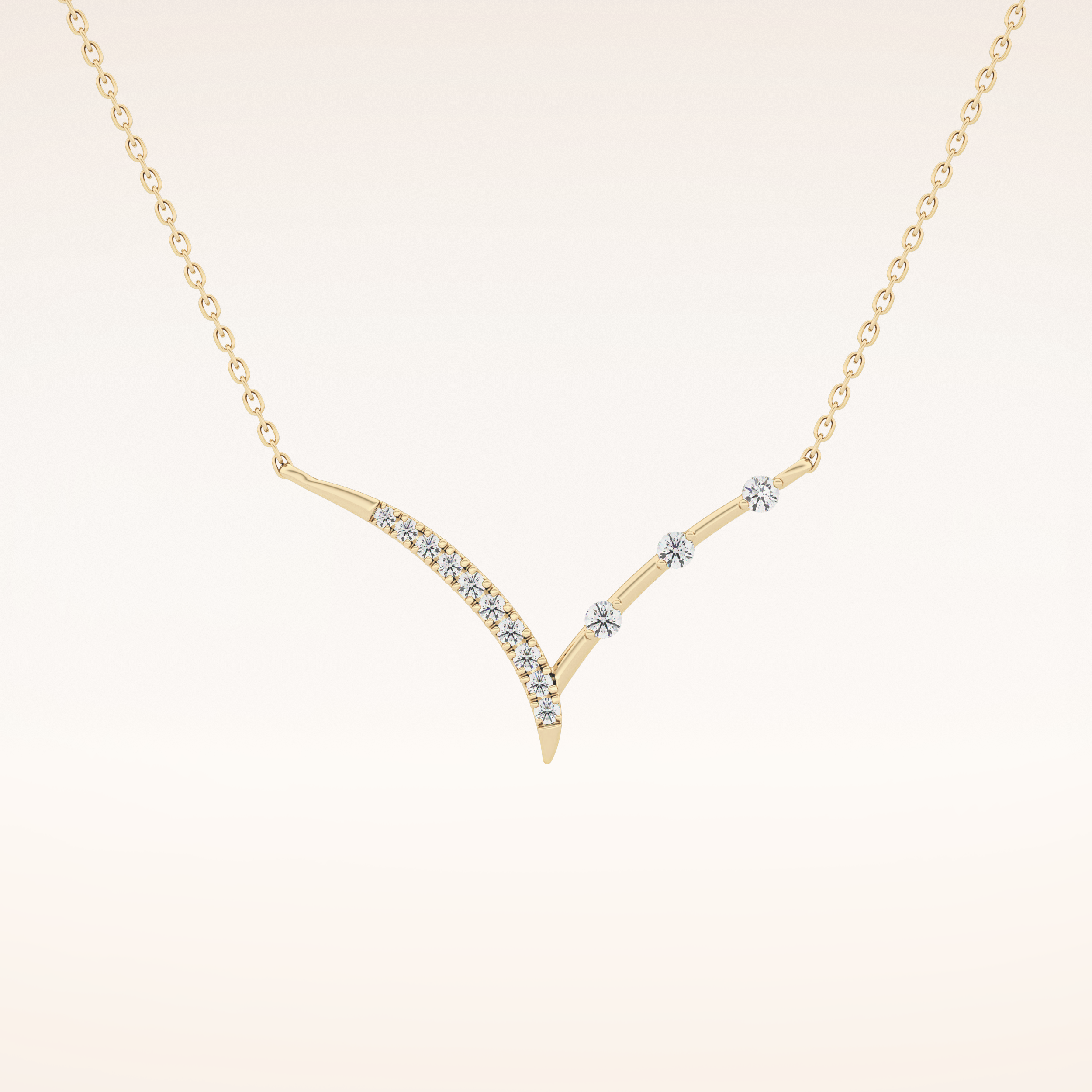 0.128 TCW Round Cut Moissanite Half Chevron Necklace