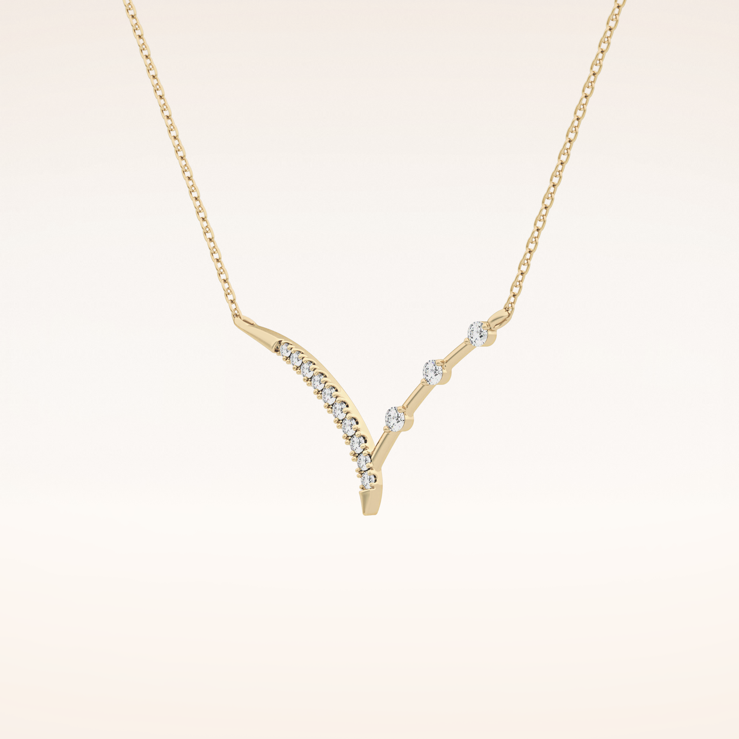 0.128 TCW Round Cut Moissanite Half Chevron Necklace