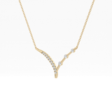0.128 TCW Round Lab Grown Diamond Half Chevron Necklace