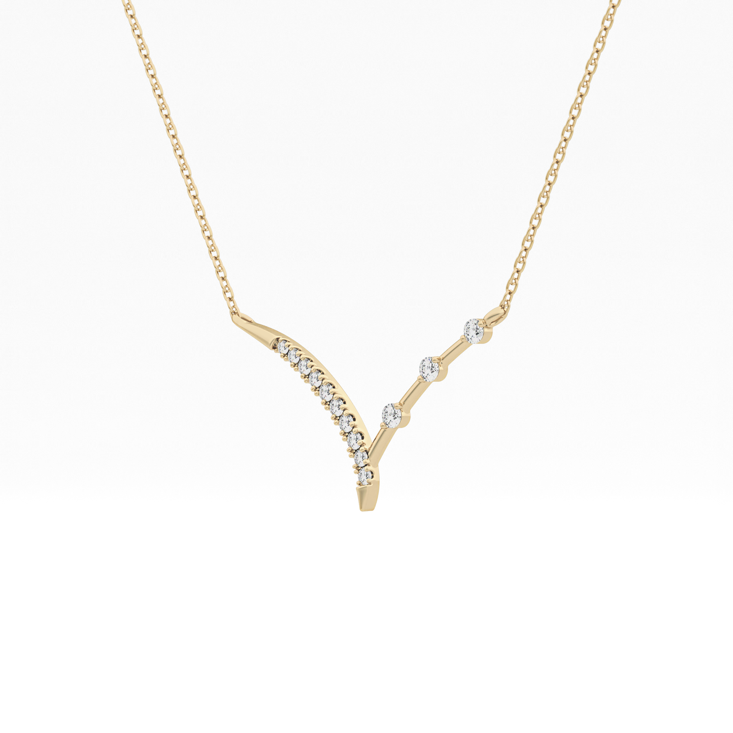 0.128 TCW Round Lab Grown Diamond Half Chevron Necklace