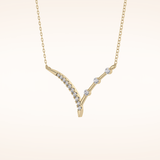 0.128 TCW Round Cut Moissanite Half Chevron Necklace