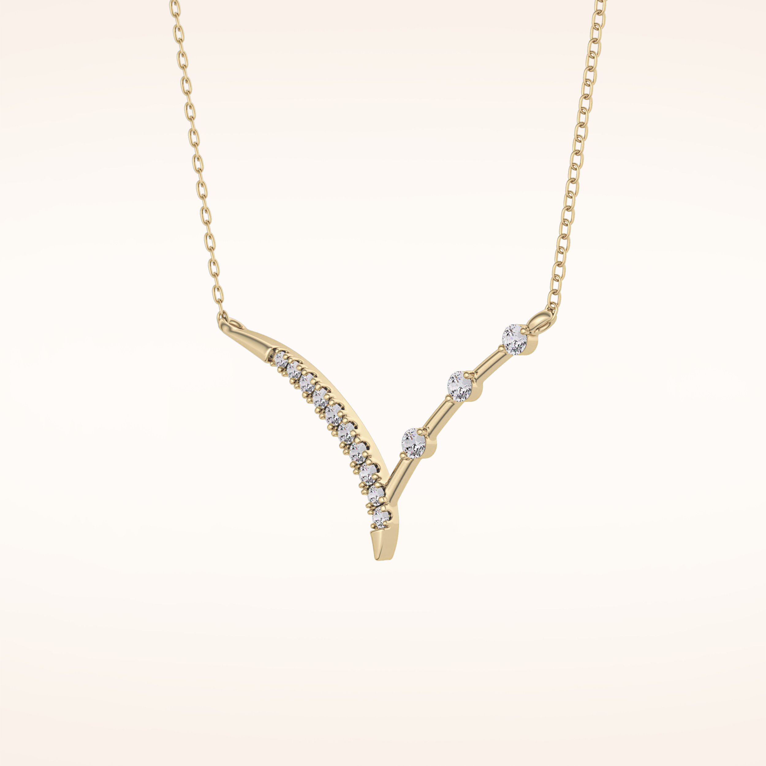 0.128 TCW Round Cut Moissanite Half Chevron Necklace