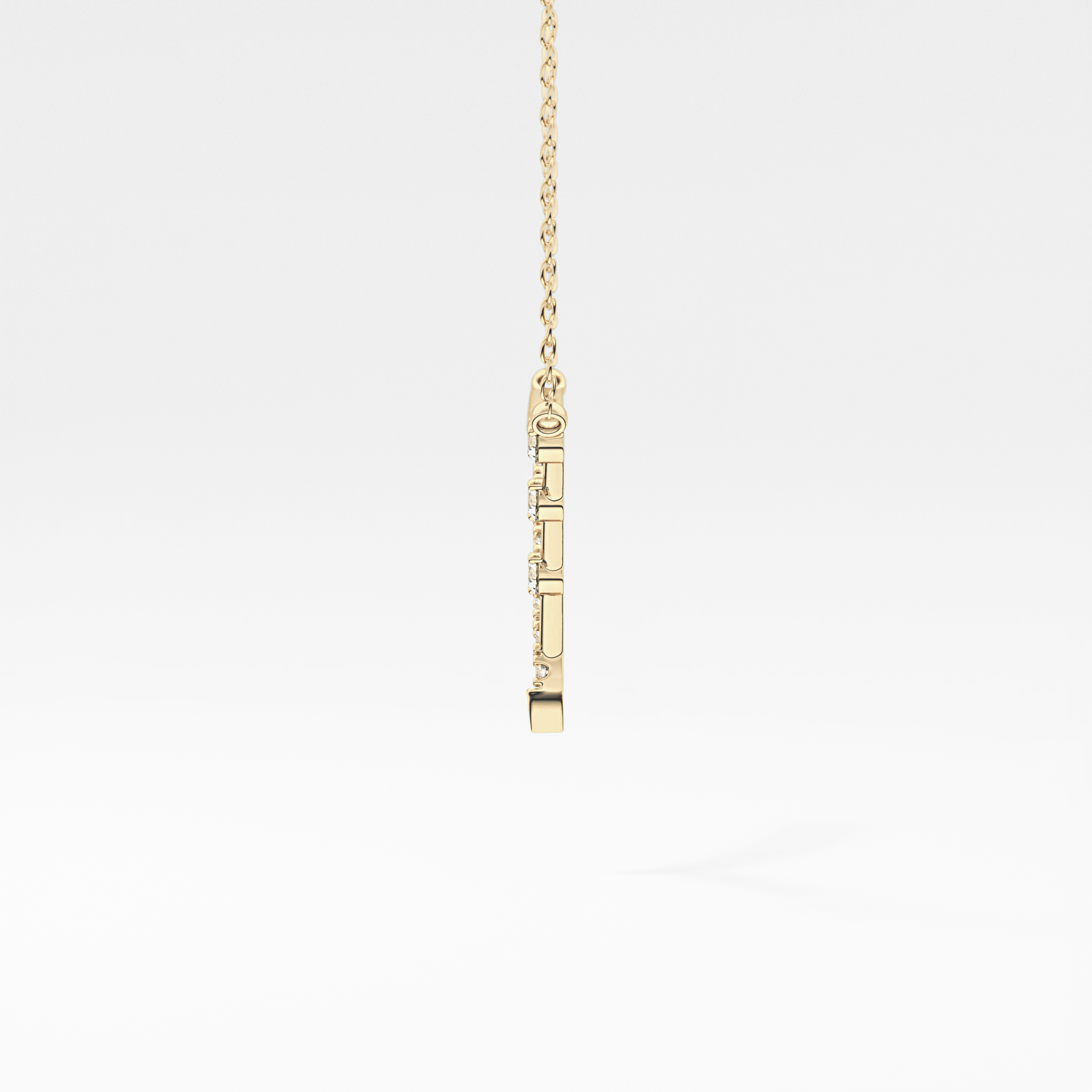0.128 TCW Round Lab Grown Diamond Half Chevron Necklace