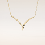 0.128 TCW Round Cut Moissanite Half Chevron Necklace