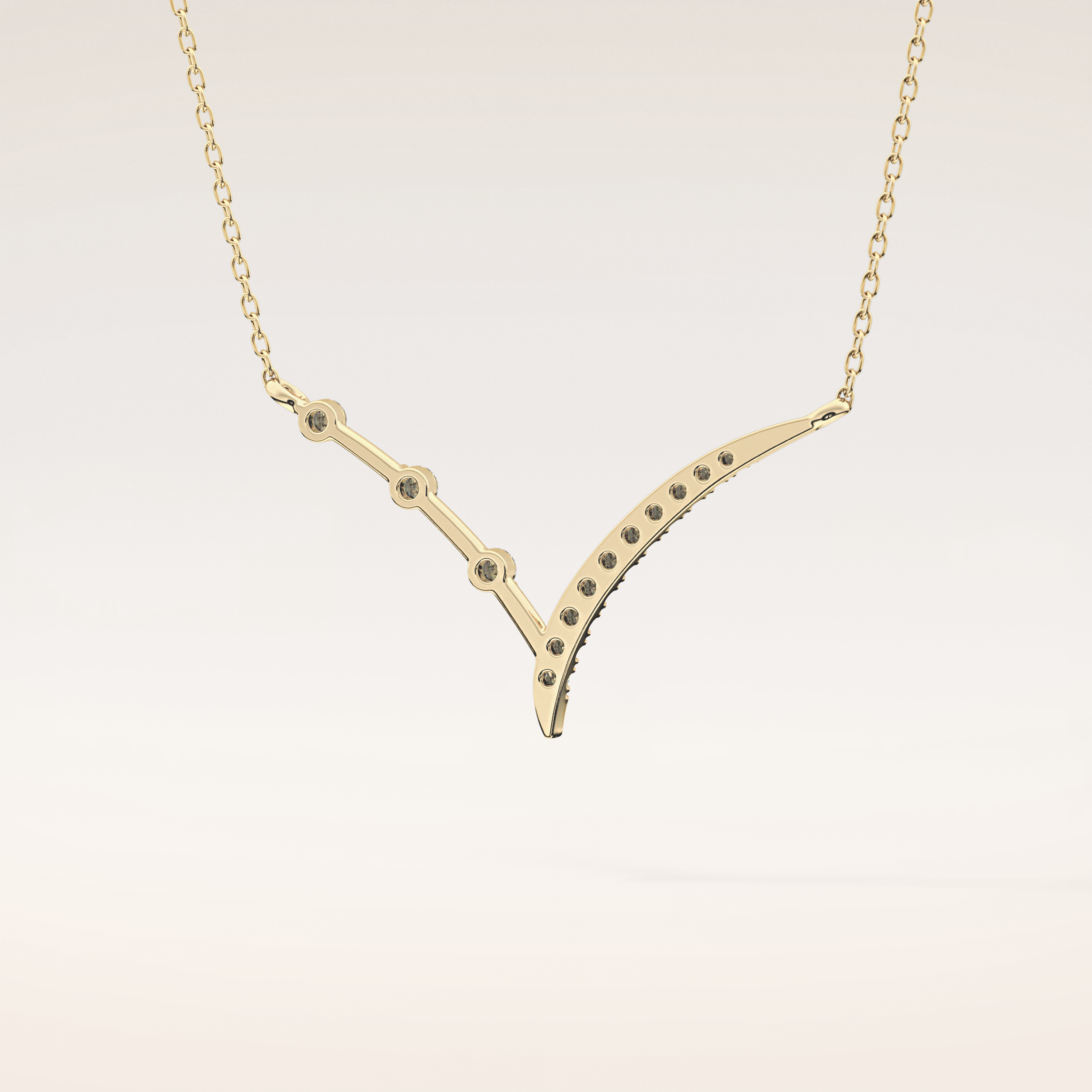 0.128 TCW Round Cut Moissanite Half Chevron Necklace
