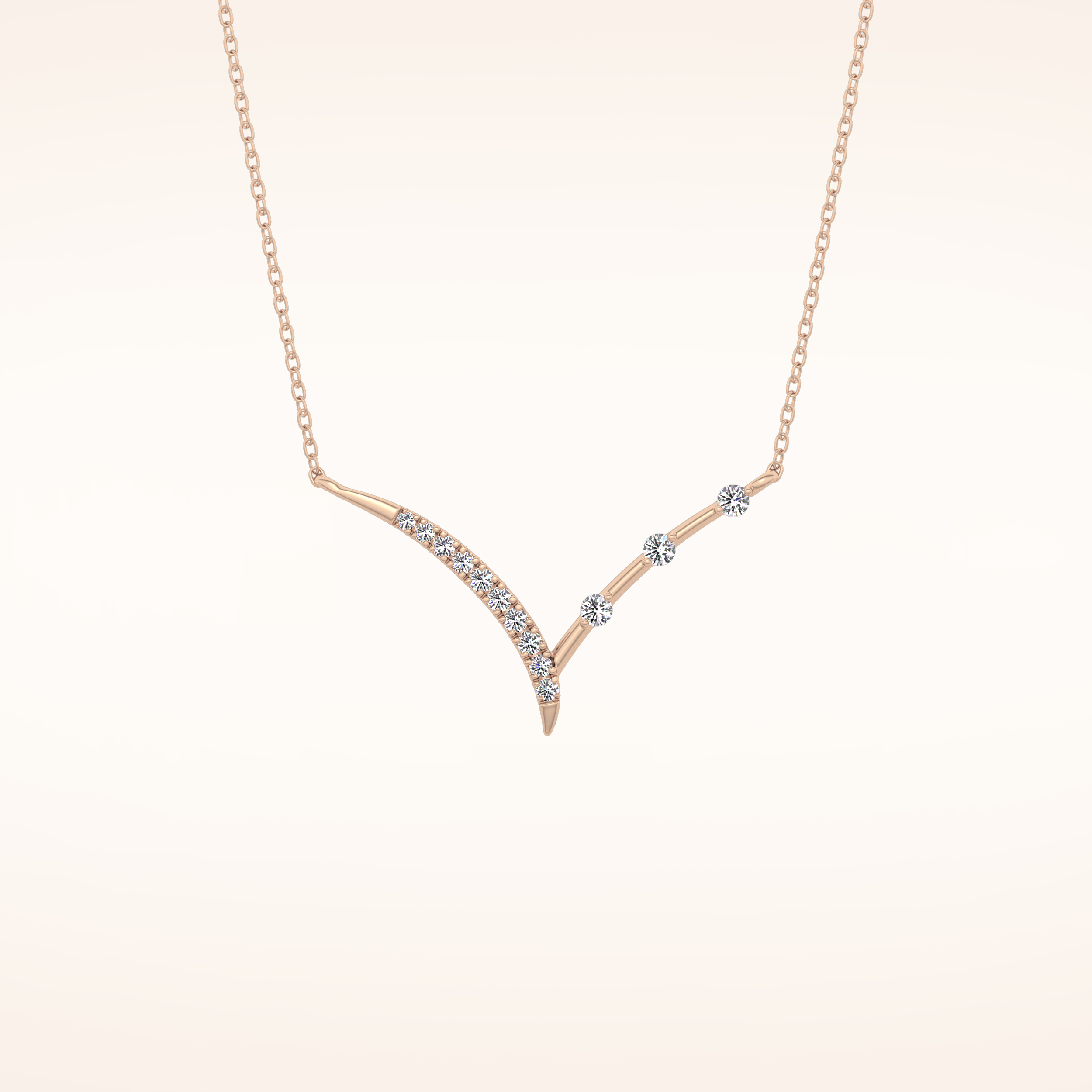 0.128 TCW Round Cut Moissanite Half Chevron Necklace