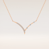 0.128 TCW Round Cut Moissanite Half Chevron Necklace
