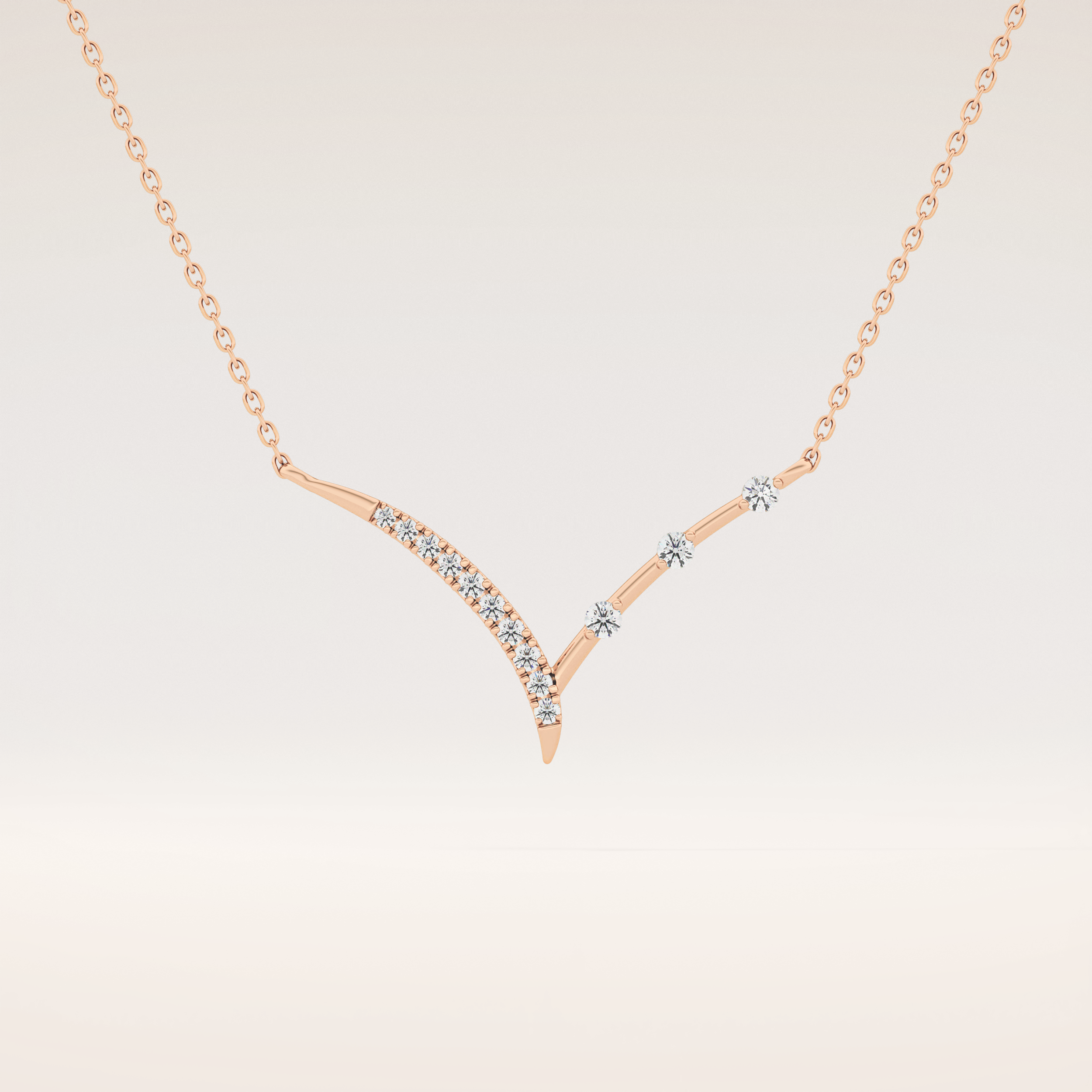 0.128 TCW Round Cut Moissanite Half Chevron Necklace
