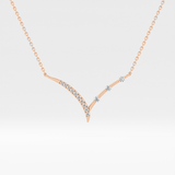 0.128 TCW Round Lab Grown Diamond Half Chevron Necklace