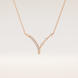 0.128 TCW Round Cut Moissanite Half Chevron Necklace