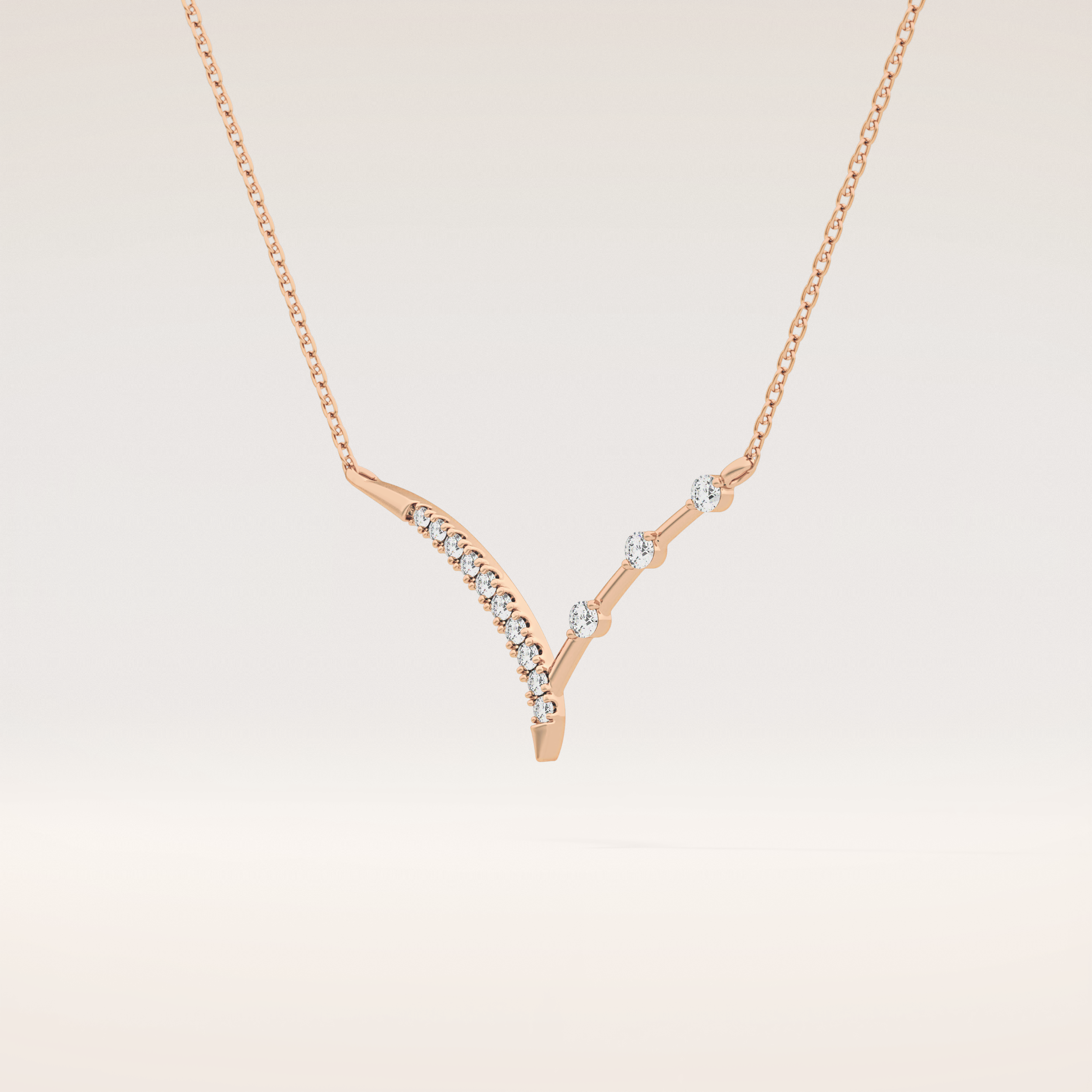 0.128 TCW Round Cut Moissanite Half Chevron Necklace