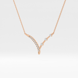 0.128 TCW Round Lab Grown Diamond Half Chevron Necklace