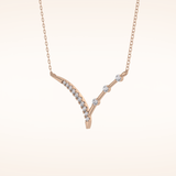 0.128 TCW Round Cut Moissanite Half Chevron Necklace