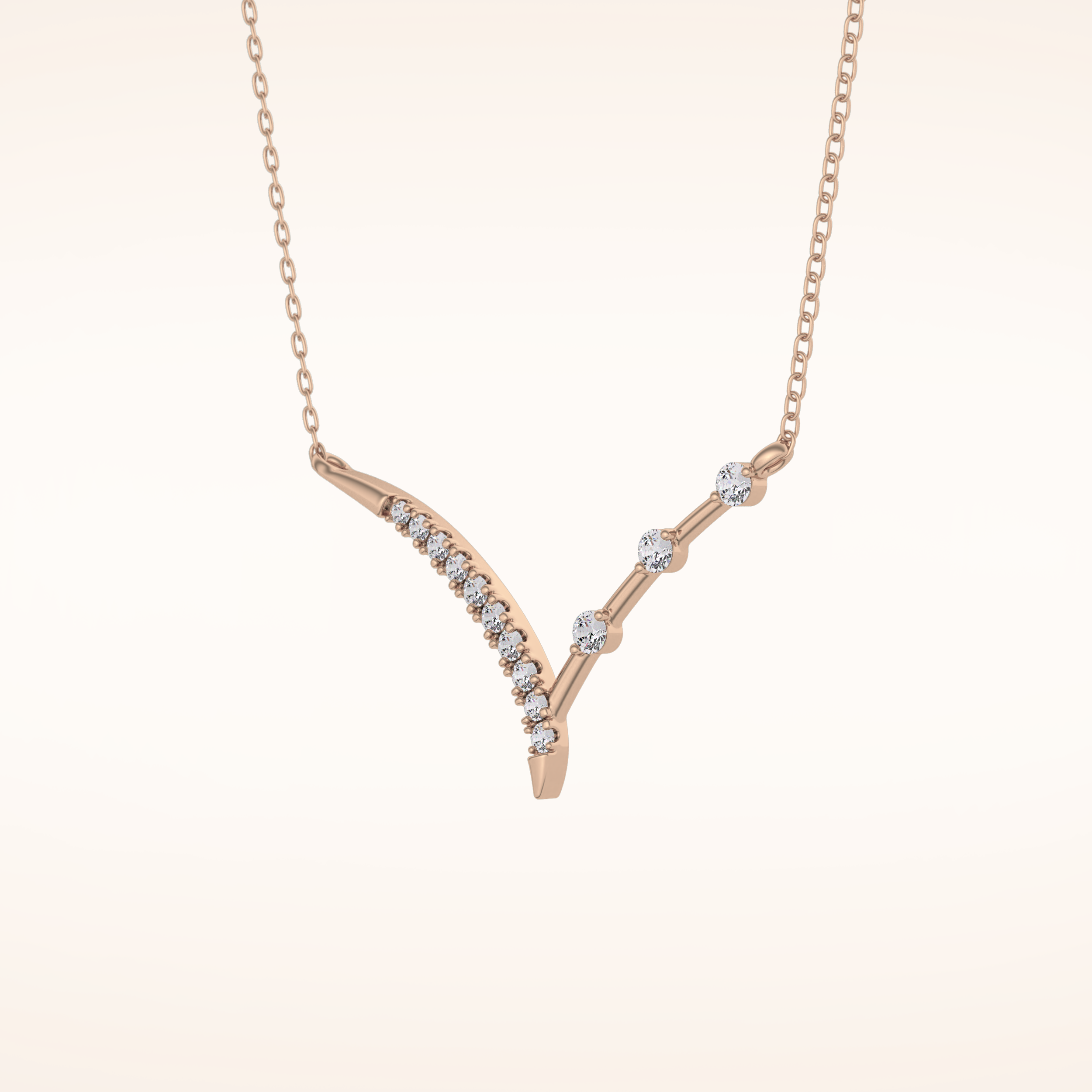 0.128 TCW Round Cut Moissanite Half Chevron Necklace