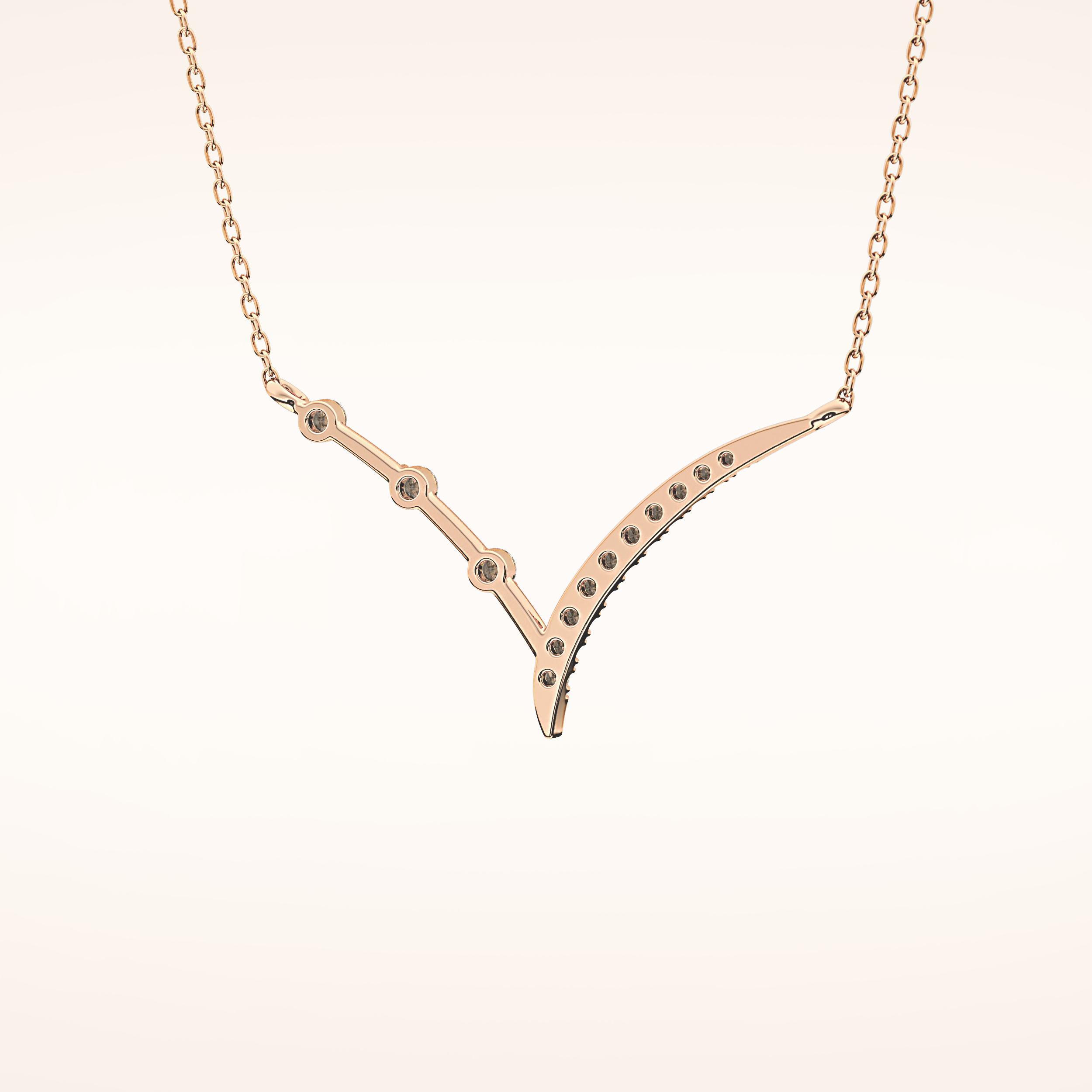 0.128 TCW Round Cut Moissanite Half Chevron Necklace