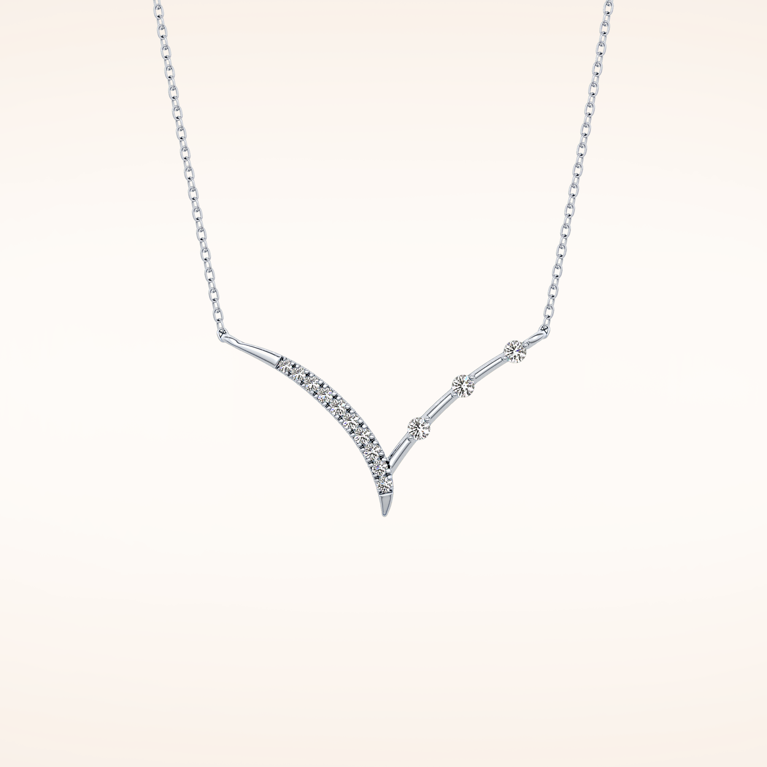 0.128 TCW Round Cut Moissanite Half Chevron Necklace