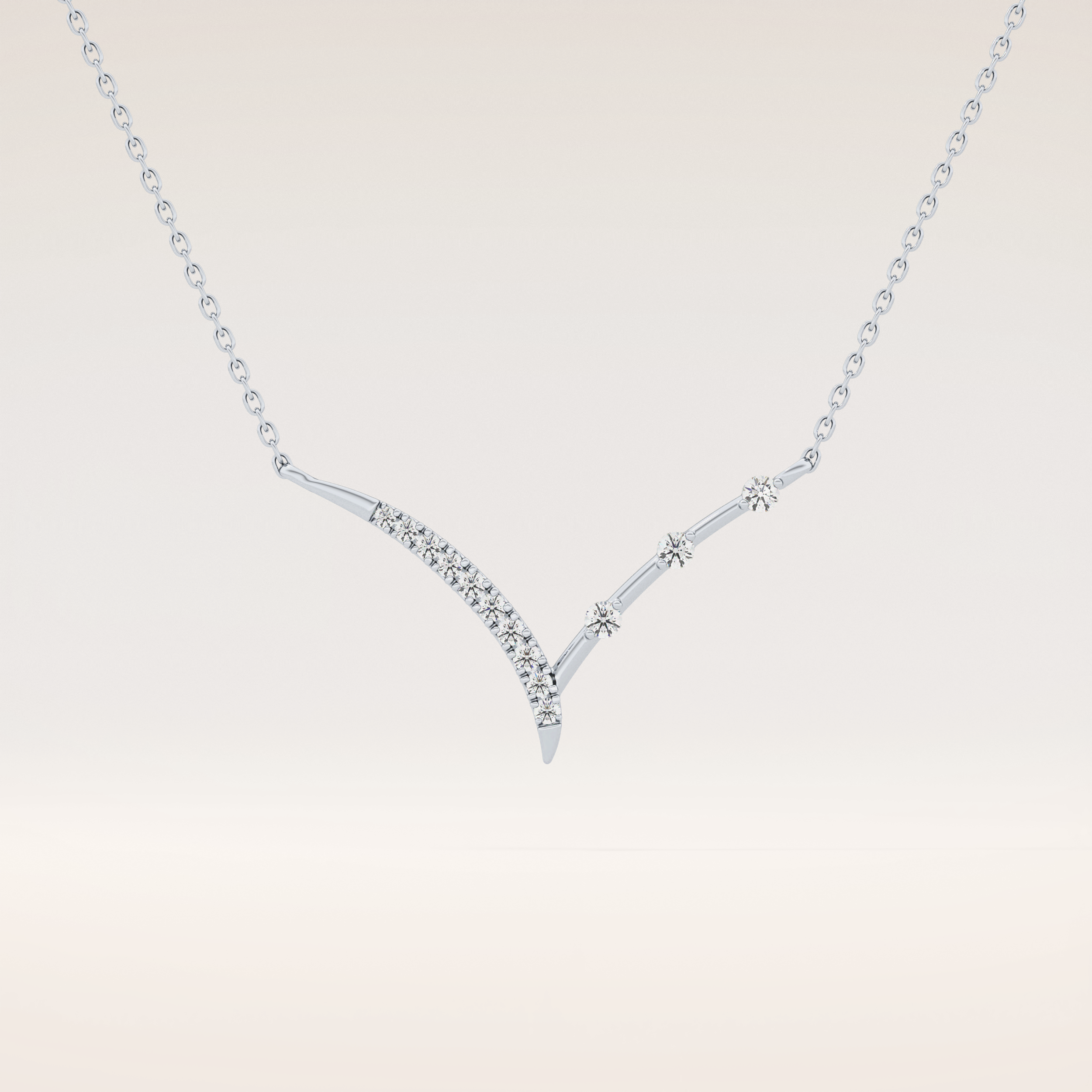 0.128 TCW Round Cut Moissanite Half Chevron Necklace
