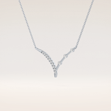 0.128 TCW Round Cut Moissanite Half Chevron Necklace