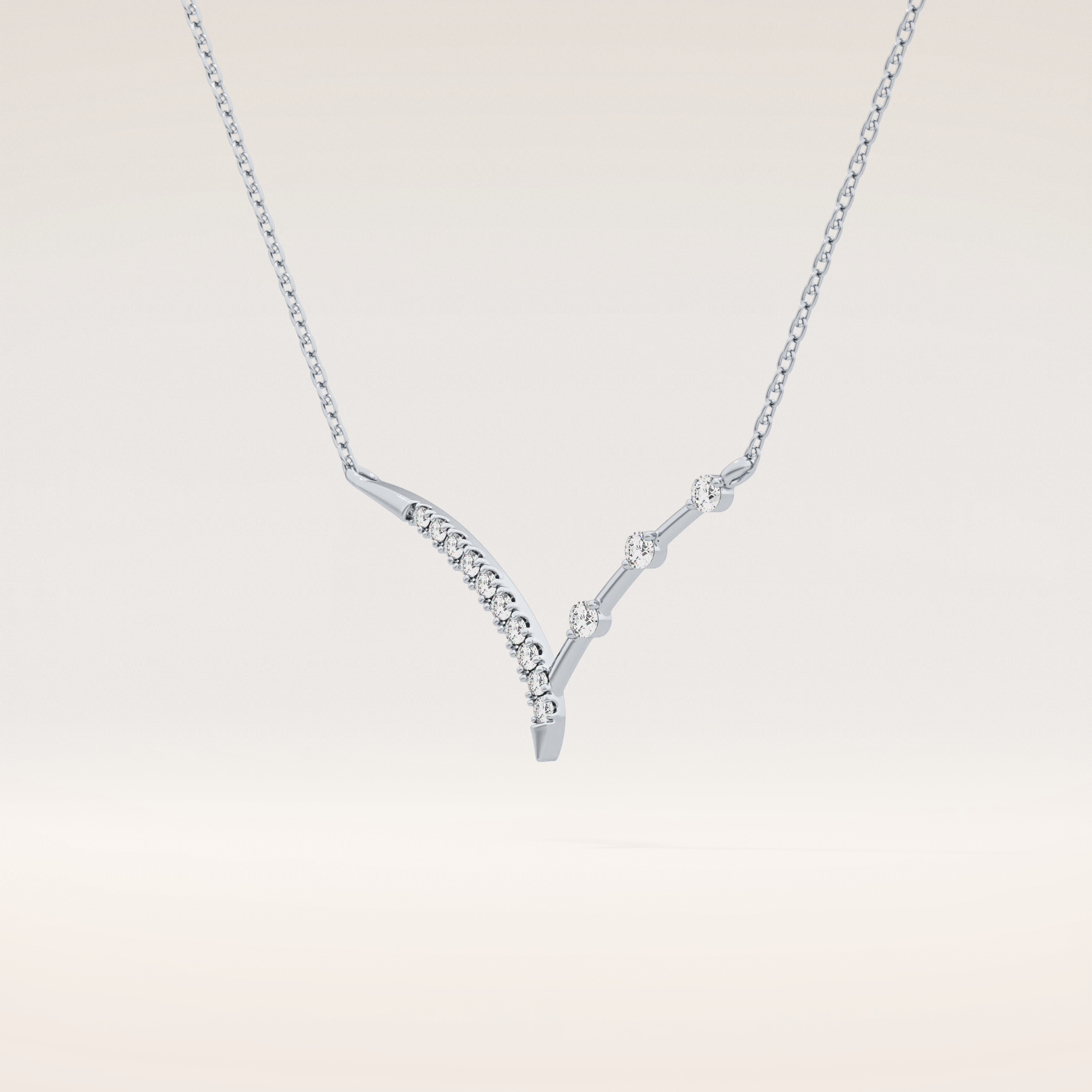 0.128 TCW Round Cut Moissanite Half Chevron Necklace