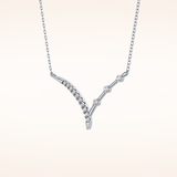 0.128 TCW Round Cut Moissanite Half Chevron Necklace