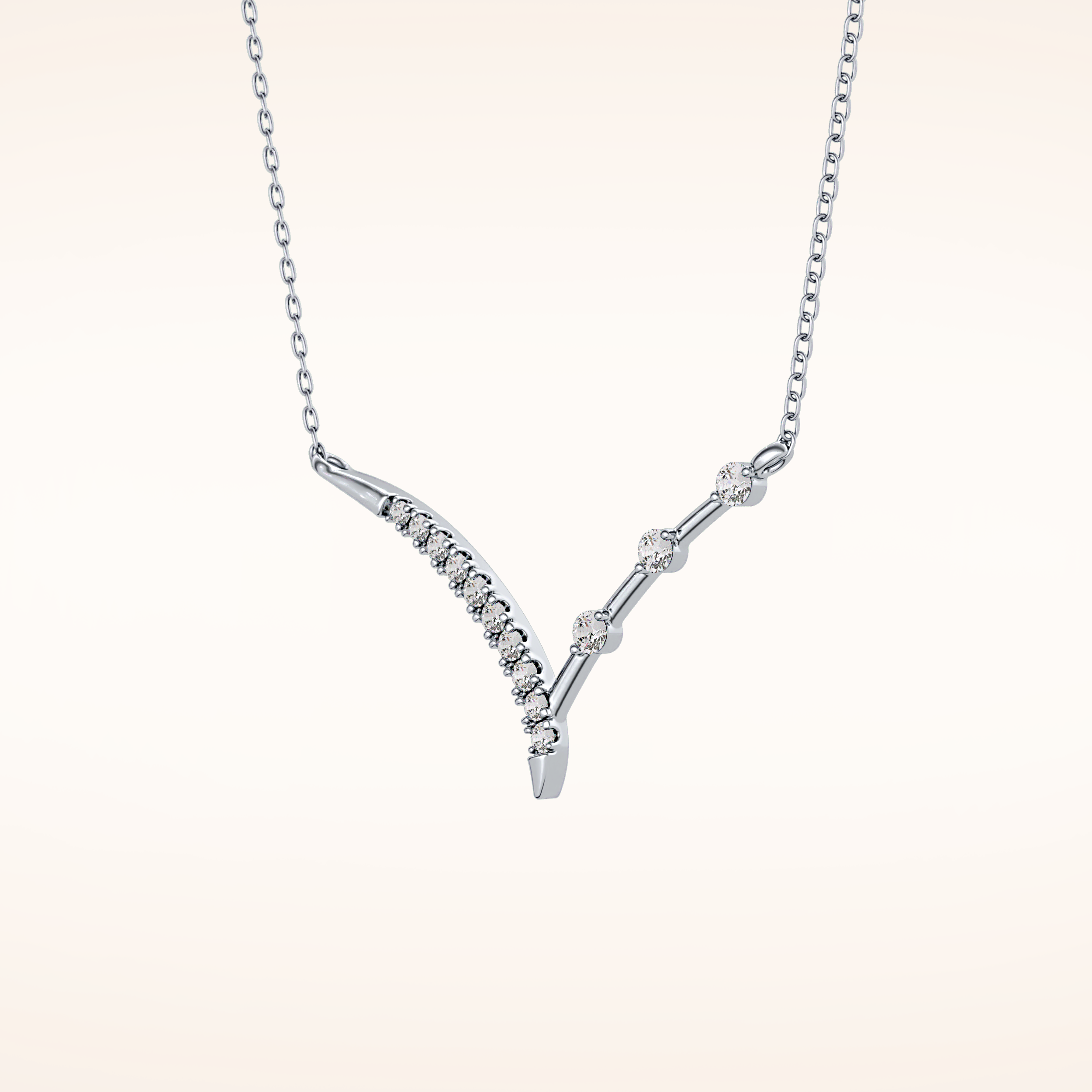 0.128 TCW Round Cut Moissanite Half Chevron Necklace