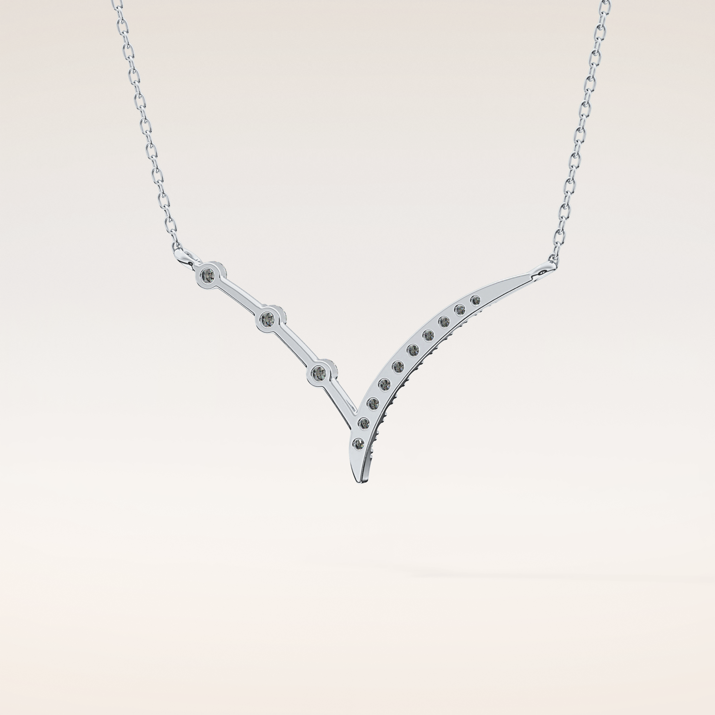 0.128 TCW Round Cut Moissanite Half Chevron Necklace