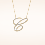 0.144 TCW Round Cut Moissanite E Initial Pendant Necklace