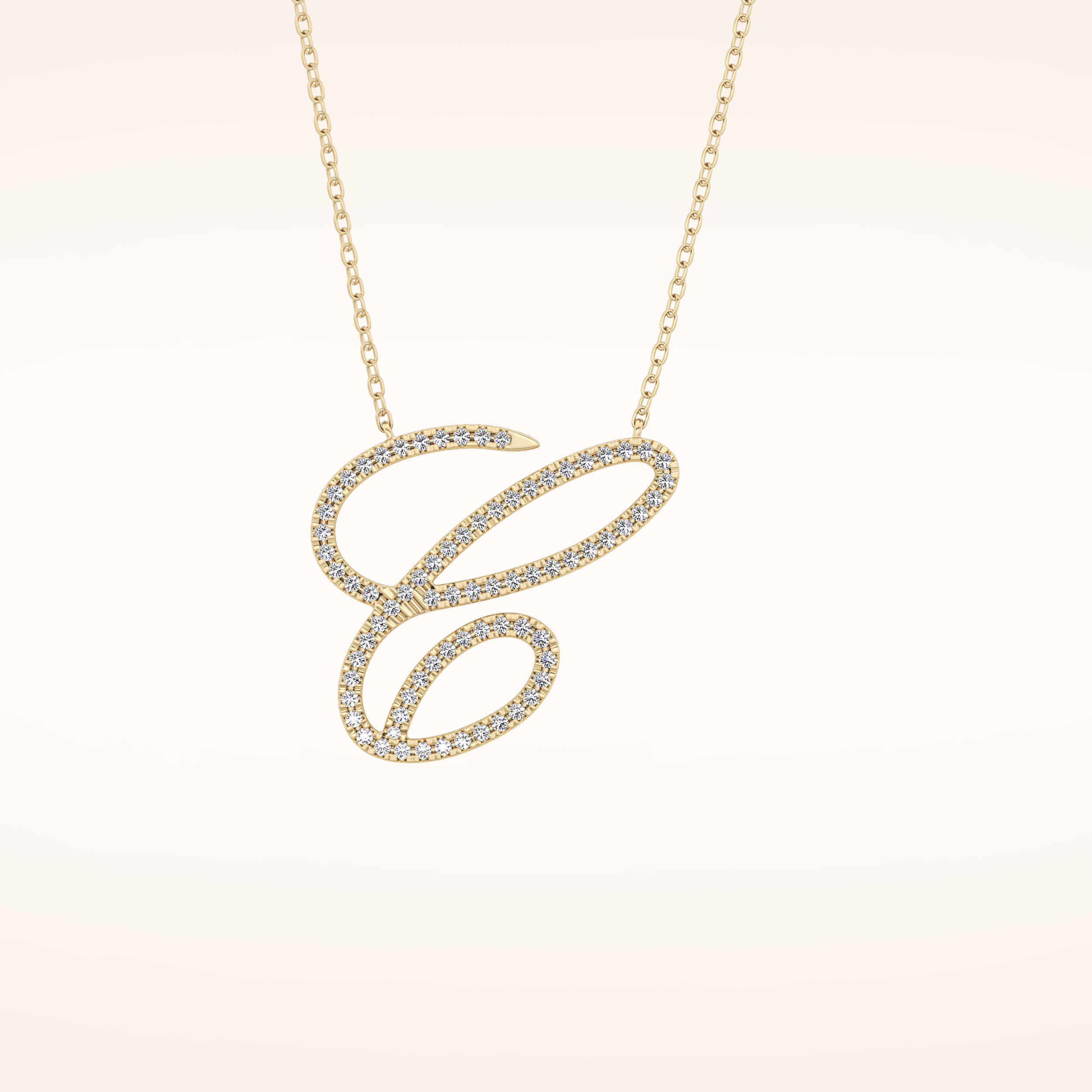 0.144 TCW Round Cut Moissanite E Initial Pendant Necklace