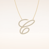 0.144 TCW Round Cut Moissanite E Initial Pendant Necklace