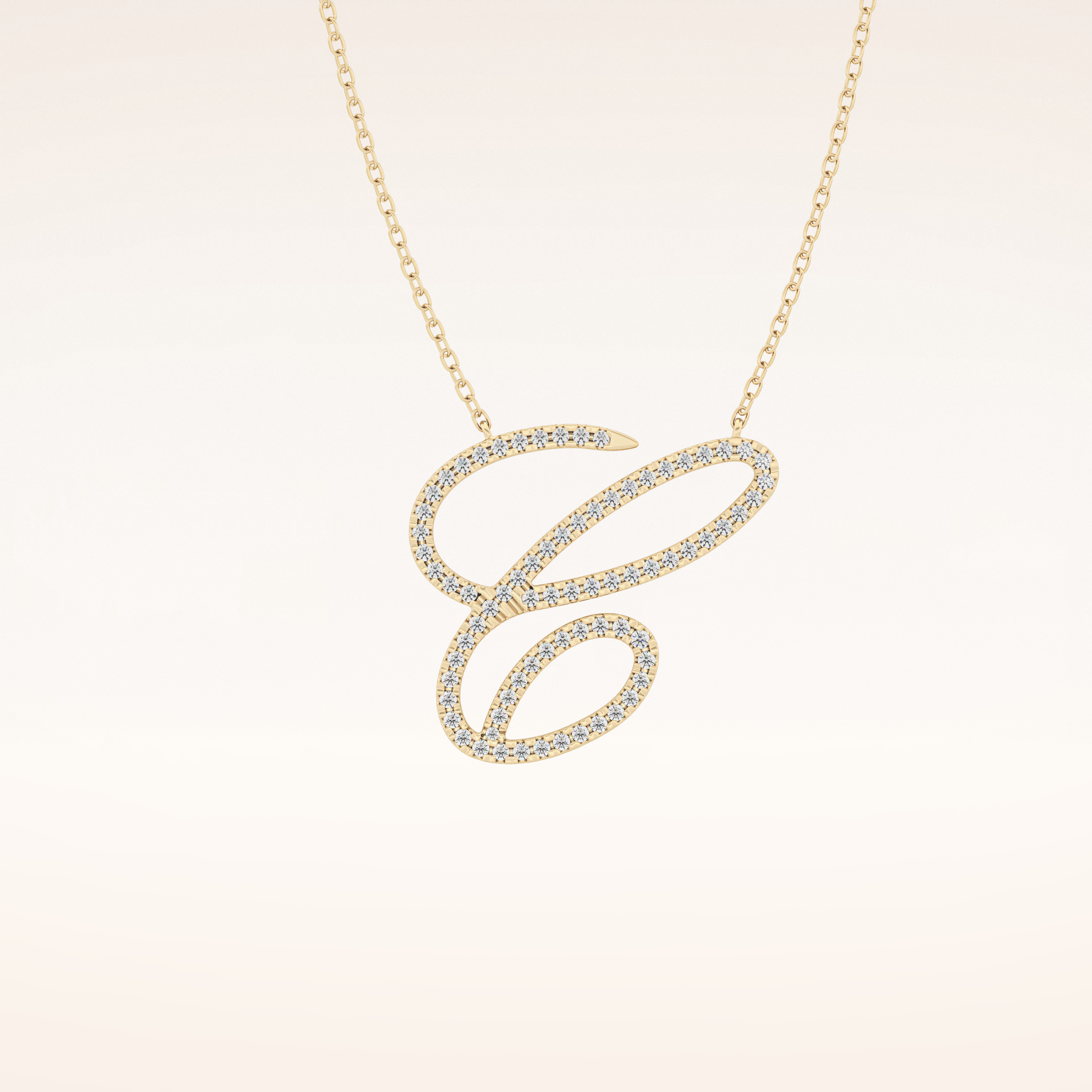 0.144 TCW Round Cut Moissanite E Initial Pendant Necklace