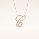 0.144 TCW Round Cut Moissanite E Initial Pendant Necklace