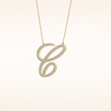 0.144 TCW Round Cut Moissanite E Initial Pendant Necklace