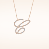 0.144 TCW Round Cut Moissanite E Initial Pendant Necklace